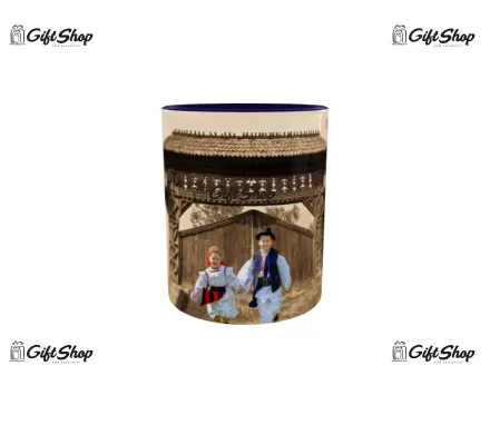 Cana albastra gift shop personalizata cu mesaj, maramures, model 4, din ceramica, 330ml